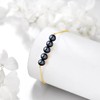 KECHO 14K Real Gold Freshwater Cultured 5 Black Pearl Bracelet