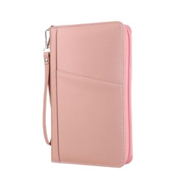 Leather Passport Holder Family, RFID Blocking Passport Wallet, Travel Essentials Premium Wallets, Pink, Travel