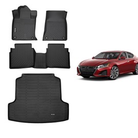 KELCSEECS® Floor Mats & Cargo Liner Custom for Nissan Altima 2019-2025 All Weather Protection TPE Floor Liners Front& Rear Row Full Set Accessories Black