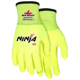 MCR Safety Ninja® Ice Hi-Visibility 15 Gauge Nylon Insulated Cold Weather Gloves, Acrylic Terry Inner, 3/4 HPT Coating, Yellow, 2X-Large, 1-Pair