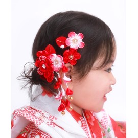 Kyoetsu 753 A Shichi-Go-San Hair Ornament, 3 Years, 7 Years, Tsumami Zaiku (Traditional Japanese Craft), Set of 2, 03