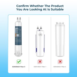 Crystala Filters Compatible with 4396841 Refrigerator Water Filter, EDR3RXD1, 4396841, 4396710, Filter 3, 46-9083,46-9030, 9030, 9083 Refrigerator Water Filter Pack of 3