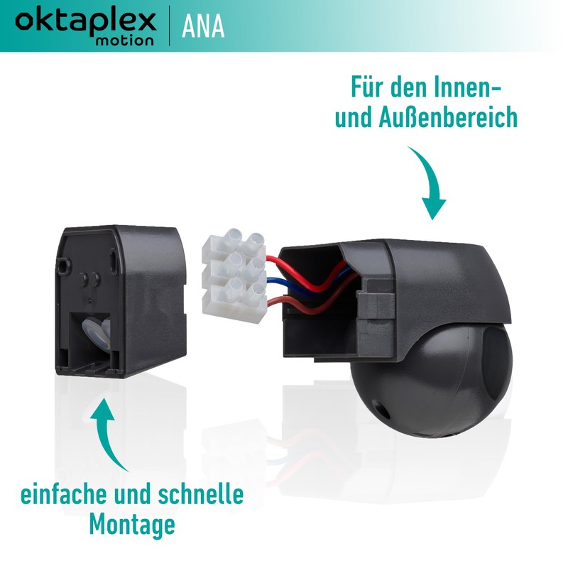 Oktaplex Ana Infrared Motion Sensor Outdoor Swivelling IP44 180° Motion