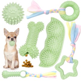 Petcare 6 Pack Puppy Toys to Keep Them Busy, Small Dog Toys for Small Breed, Cute Green Puppy Teething Toys, Rubber Puppy Chew Toys for Teething, Puppy Essentials, Best Pet Birthday Dog Teething Toys