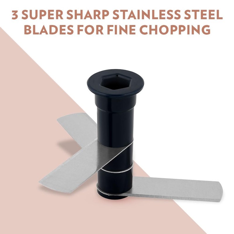 Borosil Chopper with 3 Blades, Pull Chopper with Durable String,
