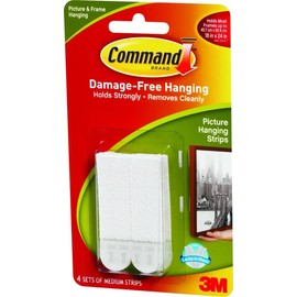 Command, MMM172014PKES, Medium Picture Hanging Strips, 8 / Pack, White