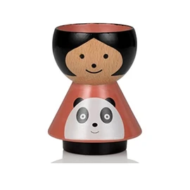Lucie Kaas Borkfold Collection BF01LU Egg Cup in the Shape of a Girl Lulu Beech Wood Hand-Painted Height 6cm