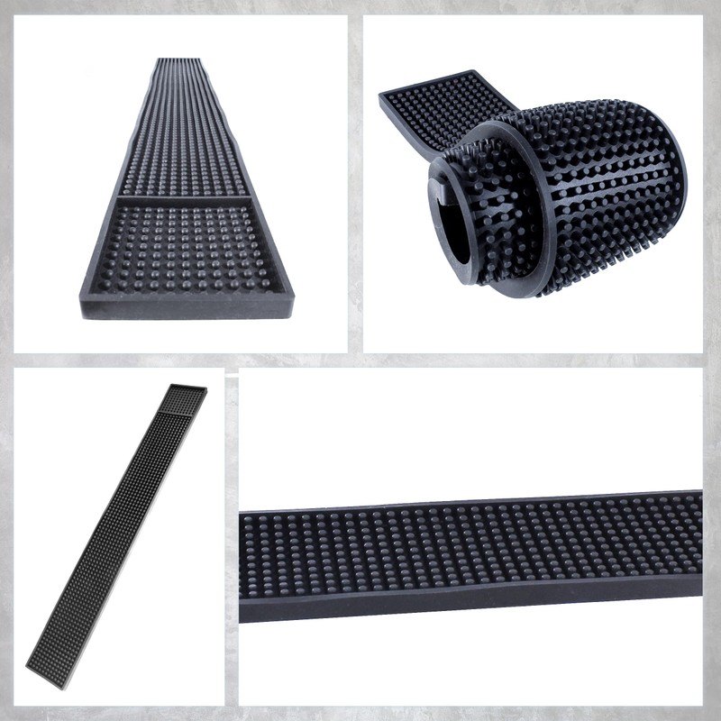 ProTensils Rail Bar Mat 23" x 3.25" Black Rubber Bar