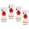 Charley Harper Glasses Cardinal Close-Up with Stripes (Set of 4)