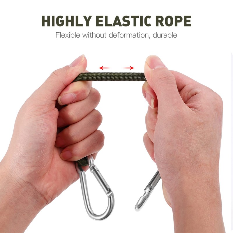 BESPORTBLE Tensioning Rubber 4 Pieces Outdoor Bungee Cords Carabiner Hooks
