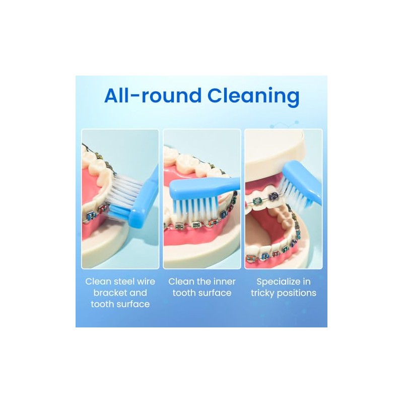 Y-kelin Cepillo de dientes de ortodoncia en forma de V,
