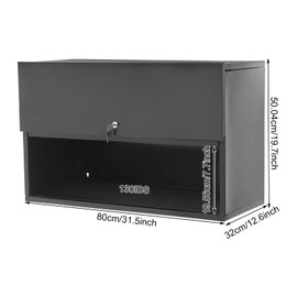 YIYIONCE 2-Tiers Garage Wall Cabinet 32" W x 13" D x 20" H Semi-Open Metal Wall Cabinets for Garage Wall Mounted Garage Storage Cabinet with 90° Up-flip Door Locking Tool Storage Cabinet | US Stock