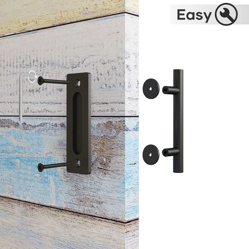 EaseLife 10" Sliding Barn Door Handles and Pulls, Rustic Double