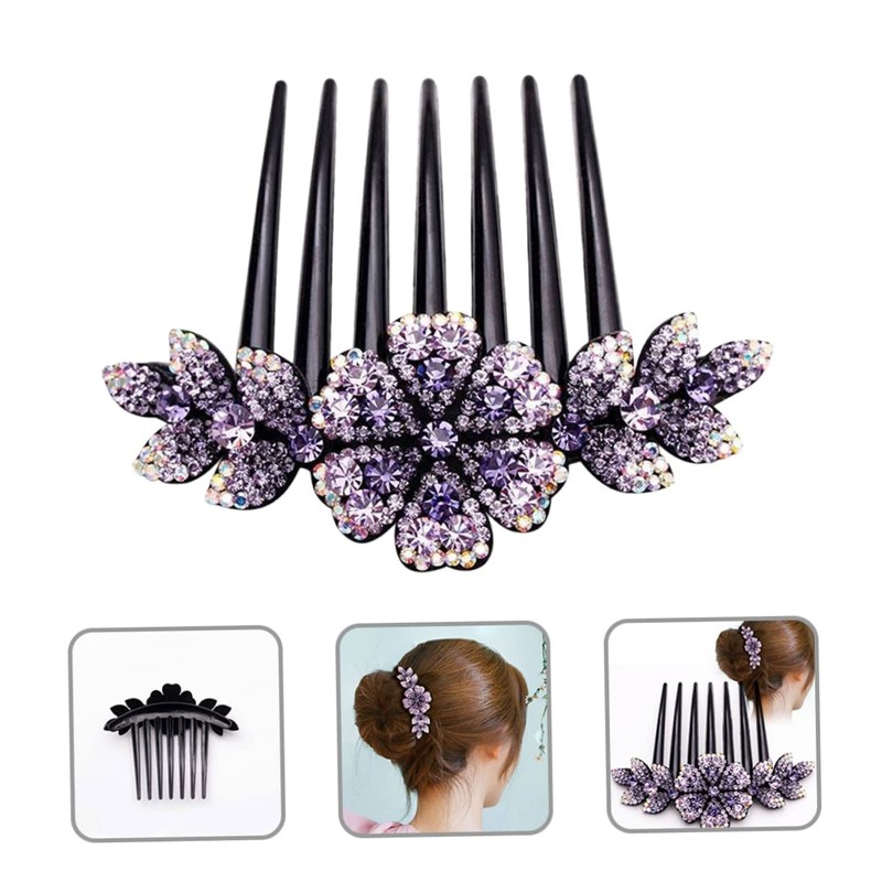 Beavorty 2pcs Bridal Rhinestone Hair Comb Wedding Hair Comb Purple