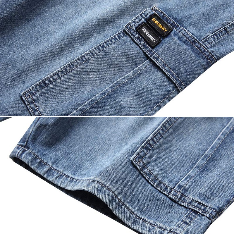 LONGBIDA Men's Loose Fit Denim Cargo Shorts with Multi Pockets,