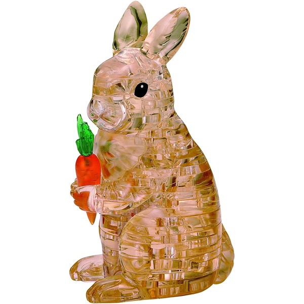 BePuzzled Original 3D Crystal Jigsaw Puzzle - Rabbit with Carrot Animal Assembly Brain Teaser, Fun Model Toy Gift Decoration for Adults & Kids Age 12 & Up, 43Piece (Level 2)