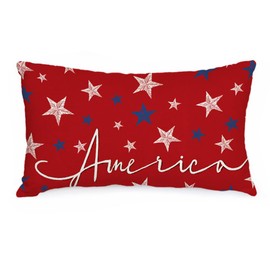 AACORS 4th of July Pillow Covers 12x20 Inch Stars Decor America Patriotic Holiday Pillow Case Independence Memorial Day Decorations for Home Sofa Couch(Red) AA528-12