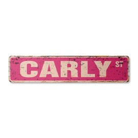 Carly Vintage Plastic Street Sign Childrens Name Room Sign | Indoor/Outdoor | 18" Wide