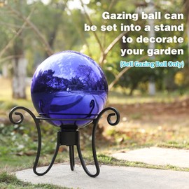 VCUTEKA Gazing Ball, Glass Mirror Polished Hollow Ball Reflective Garden Sphere, Gazing Globe for Home Garden Lawn Outdoor Ornament Yard Decorative, 10-Inch, IIndigo Blue