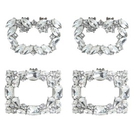 kilofly Elegant Rhinestone Crystal Metal Shoe Clips Wedding Party Set of 2 Pairs
