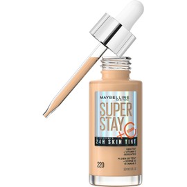 Maybelline Super Stay Up to 24HR Skin Tint, base de maquillaje de cobertura ligera a media radiante, maquillaje con vitamina C, 220, 1 unidad