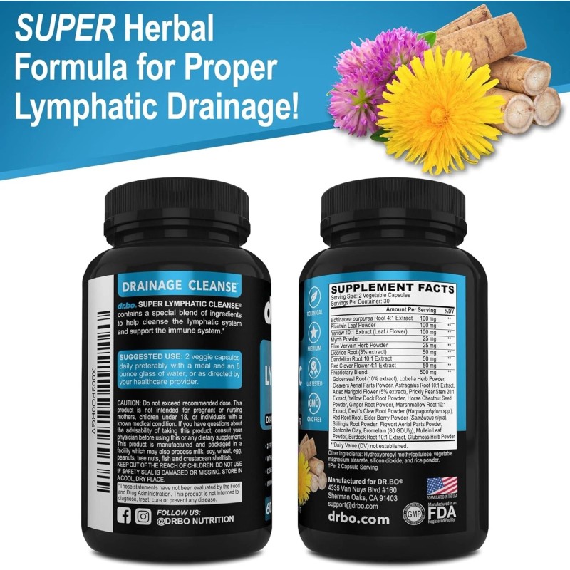 DR. BO Lymphatic Drainage Supplements Pills - Lymphatic Support Total