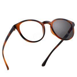 LifeArt Bifocal Reading Glasses, Transition Photochromic Dark Grey Sunglasses, Oval Frame, Computer Reading Glasses, Reduce Glare (Tortoise, 0.00/+1.25 Magnification)