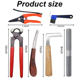 10 inch Farrier Tool Kits （8 Piece）Horse Goat Hoof Trimmers Carbon Steel Nippers Shears Nail Clipper Mini Rasp Hoof File Professional Farriers Hoof Nipper Cutter Handle Knife with Storage Bag