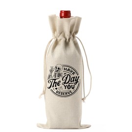 Have the Day You Deserve, Funny Peace Sign Skeleton Wine Bag, Motivational Gifts for Skull Lovers Women