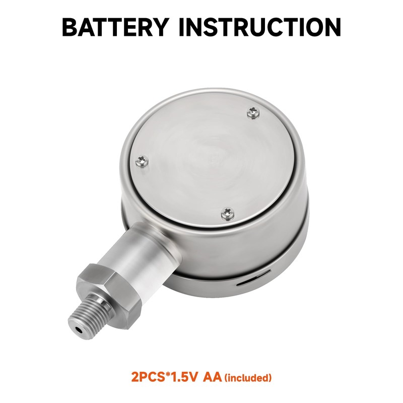 Roastove 3-1/8" Dial Size, Digital Pressure Gauge, 0-300psi/bar/Mpa/Kpa, 1/4" NPT