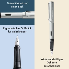 Lamy Al-Star 025 Fountain Pen, Aluminium Fountain Pen in Light Silver with Transparent Grip and Steel Nib Size EF, Pack of 1