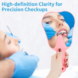 Annhua Handheld Mirror Small with Handle Blue, Hand Mirror Tooth-Shaped Kids Makeup Mirror Cute for Salon|Barber|Hairdressing - Easy to use & Lightweight