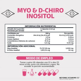 Inositol Capsulas 401  Myo Y D-chiro Inositol 100 Puro Premium En Cpsulas Beyond Vitamins  Sin Sabor  Myo Inositol - Myo Y D-chiro Inositol Vegano... 