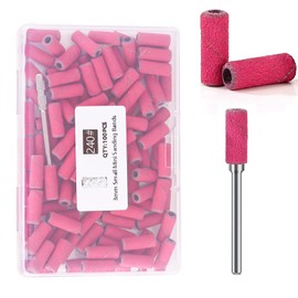 ERUIKA 100pcs Nail Drill Bits Small Sanding Bands with 3.1mm Mandrel Bit, 240 Extra Fine Grit Nail File Sanding Bands for Acrylic Nails Gel Removing Shaping Manicures and Pedicure (Rose Red, 240 Grit)