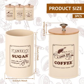 Coffee Sugar Tea Canister Set, Solid Large Capacity Metal Vintage Kitchens Containers Kit, Marker Food Storage Containers Jars for Coffee Sugar Tea Black Container Sets