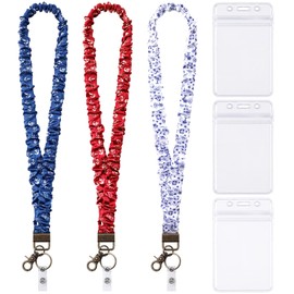 Cindeer 3 Pack Cruise Lanyards Scrunchie Lanyard for Ship Cards, Cruise Essentials 2026 for Carnival Lanyards for ID Badges with Detachable Buckle Waterproof ID Badge Holders