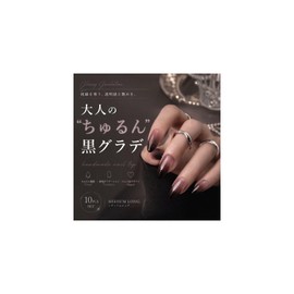 Liberte555 Nail Tips False Nail Black Gradient Medium Long Handmade Nail Tips Simple Finger Suit Cute Gal Almond Ballerina (Premium 2, )
