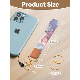 Handlein Wristlet Keychain for Women and Men, Key Chain Holder, Wrist Lanyard for Keys (Marble D)