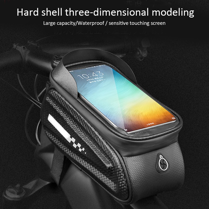 PVC Black Hard Shell Waterproof Performance Touching Screen Bike Bag
