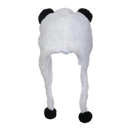 JK Home Funny Plush Animal Hat, Headwear Cartoon Hats, Soft Warm Novelty Stuffed Ear Flaps Scarf Cap, Cosplay Costume Headgear, Headband Photo Props, Unisex Children Adults White Panda