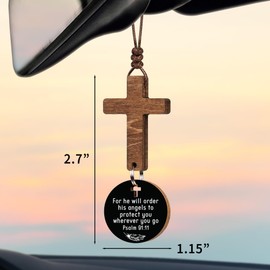 Cross for Car Mirror Hanging, Rear View Mirror Accessories - Scan Phone for Daily Bible Verse, Christian Car Accessories Charm, Jesus, Easter, Religious, Christian Gifts for Men, Women