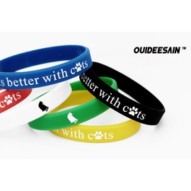 Ouideesain Paw Print Rubber Bracelets Cat Lovers Silicone Stretch Wristbands for Christmas Birthday Party Supplies