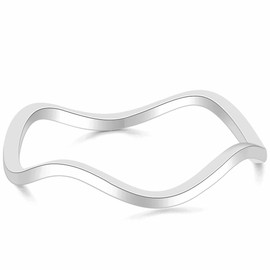 Jude Jewelers 2mm Stainless Steel Waved Shape Stackable Anniversary Wedding Band Promise Ring (Silver, 12)