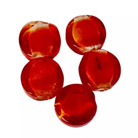 PremiumBead 5 Focal Flame Red Lampwork Glass Silver Foil Beads | 15x6mm |