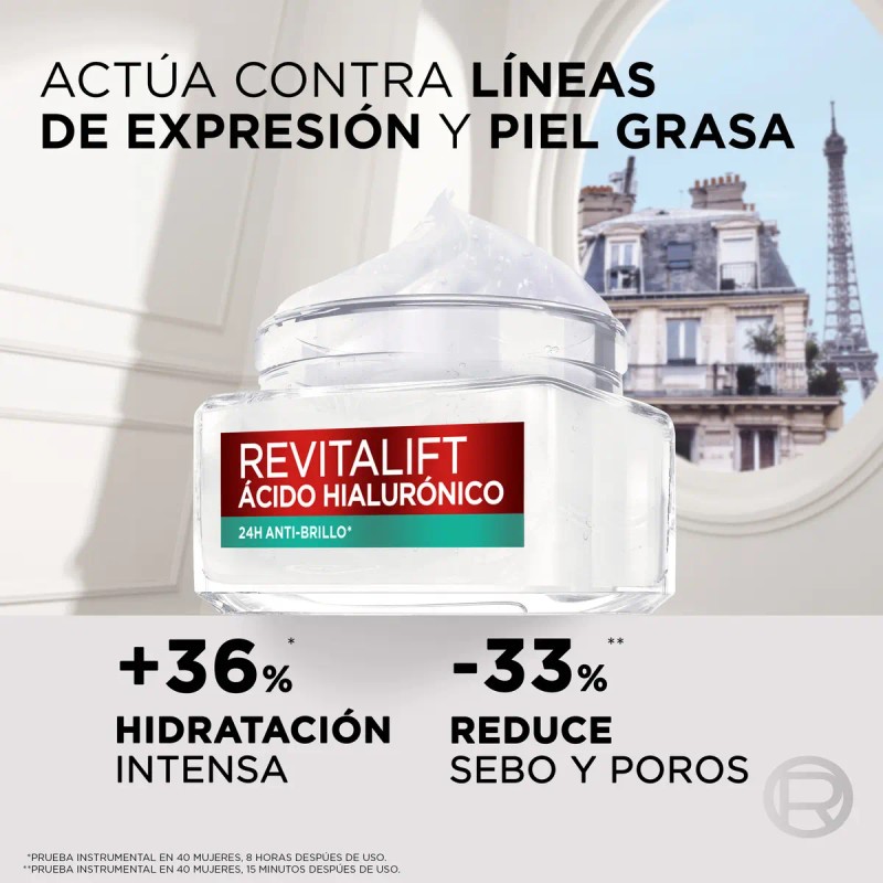 Gel Crema Hidratante Oréal Paris Revitalift Ácido Hialurónico