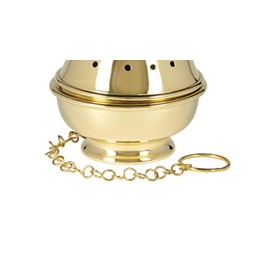 Sudbury Brass Round Single Chain Hanging Censer, 8 Inch