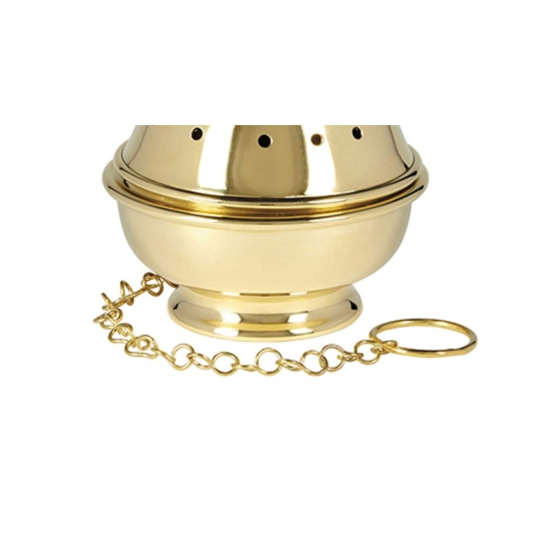 Sudbury Brass Round Single Chain Hanging Censer, 8 Inch