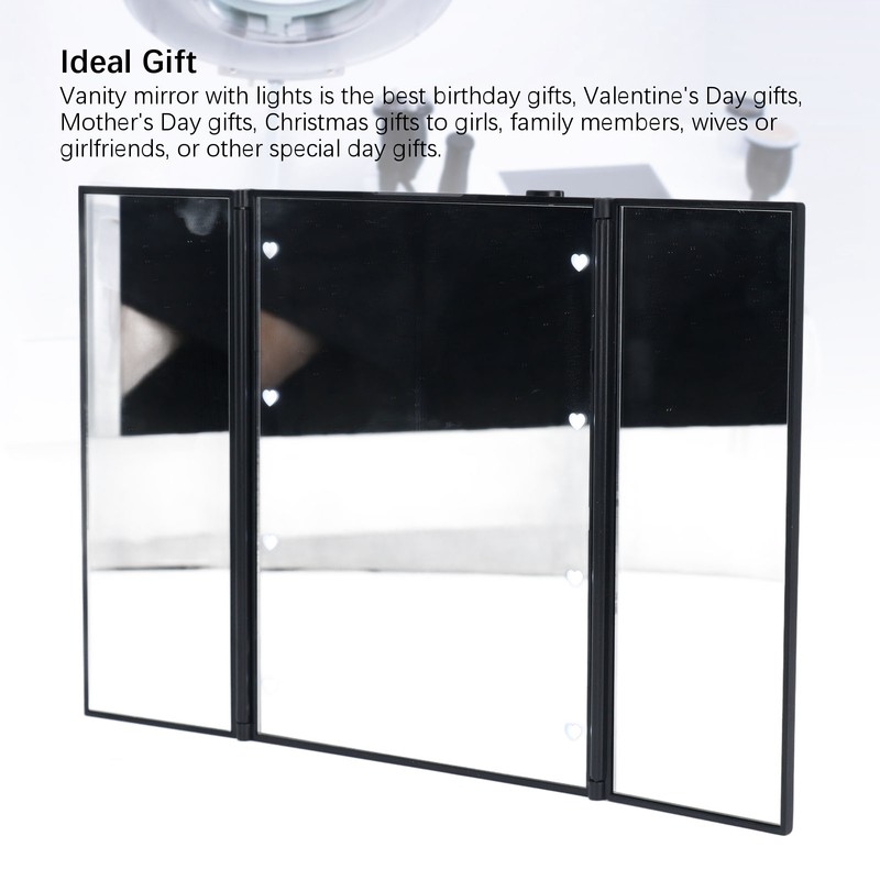 3 Folds Lighted Vanity Makeup Mirror LED Light Table Mirror