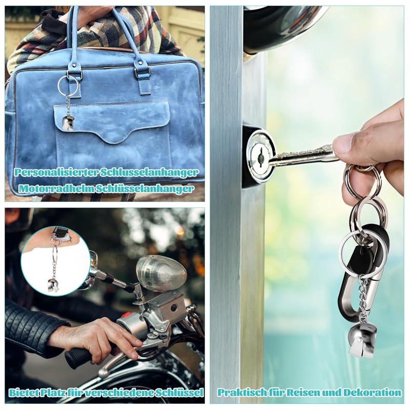 AOZUO Set of 2 Motorcycle Helmet Keyrings, Motorcyclist Gift Idea,