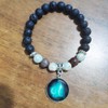 Pulsera clásico de constelación de piedra de lava negra elástica